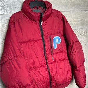 Unisex Adult Oversized Foot Locker Puffer x Phillies Patch Custom Baby Blue Pink